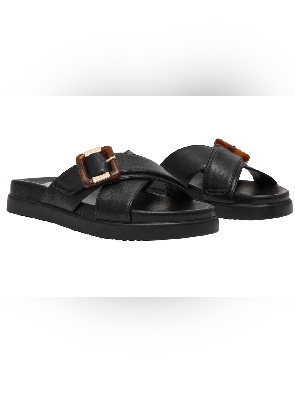 NIB DV Dolce Vita Black Crisscross Buckle Slide Sandals - Size 9